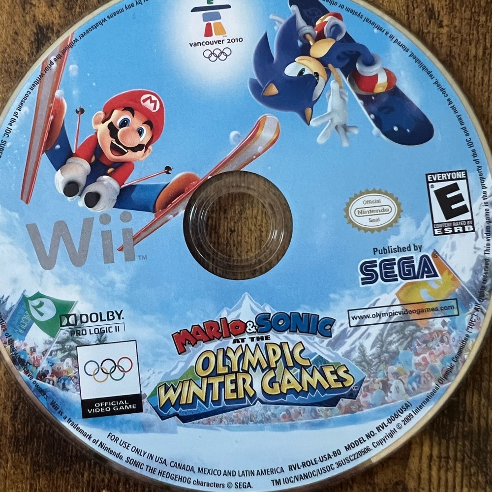 Mario & Sonic at the Olympic Winter Games Nintendo Wii 2009 Disc Only